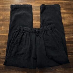 Abercrombie Women’s Large Long 32 x 33 Pants Baggy Pull On Cotton Linen Gauze